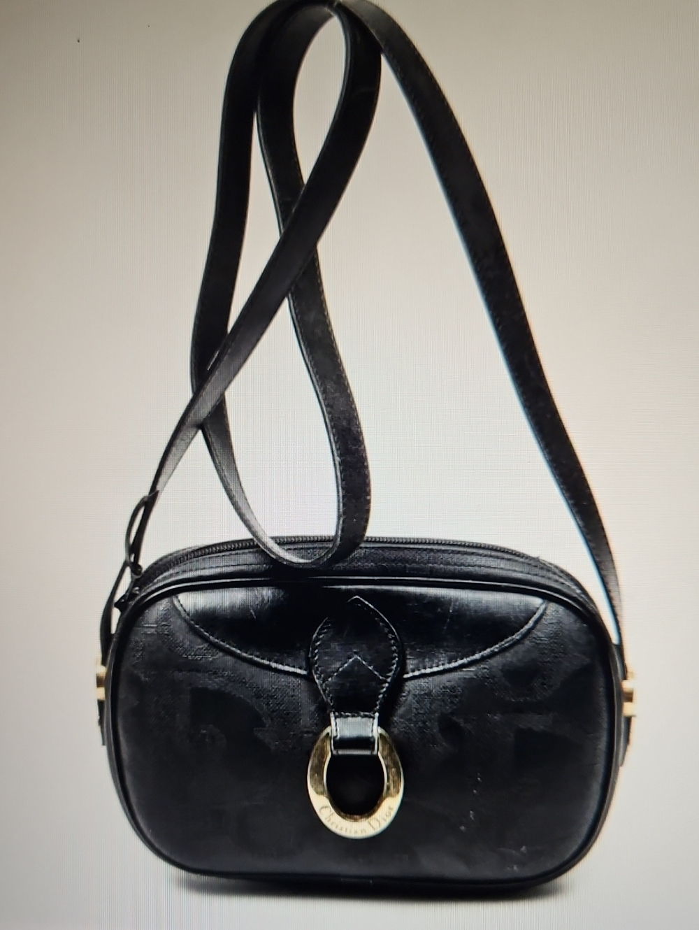 CHRISTIAN DIOR: Vintage Navy Blue Camera Logo Bag